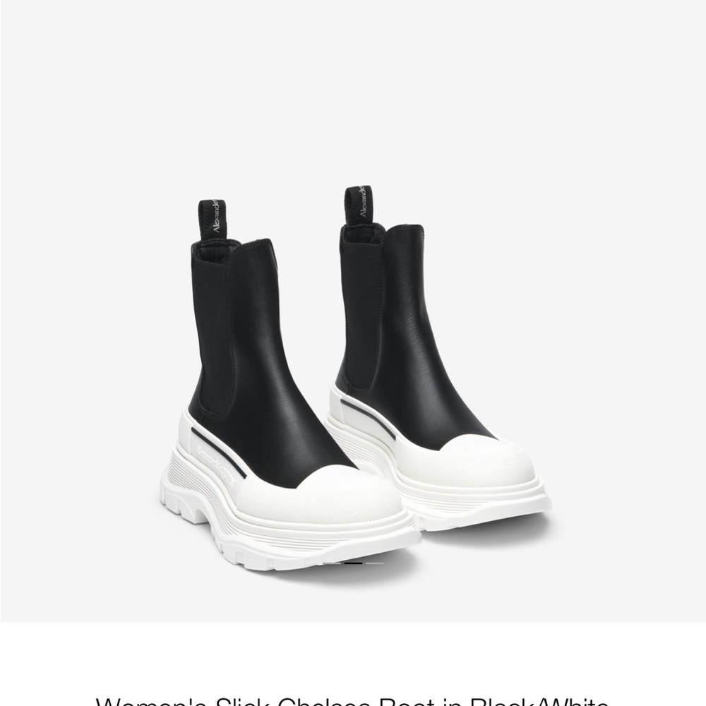 Alexander McQueen Black and White Men's Chelsea Boots